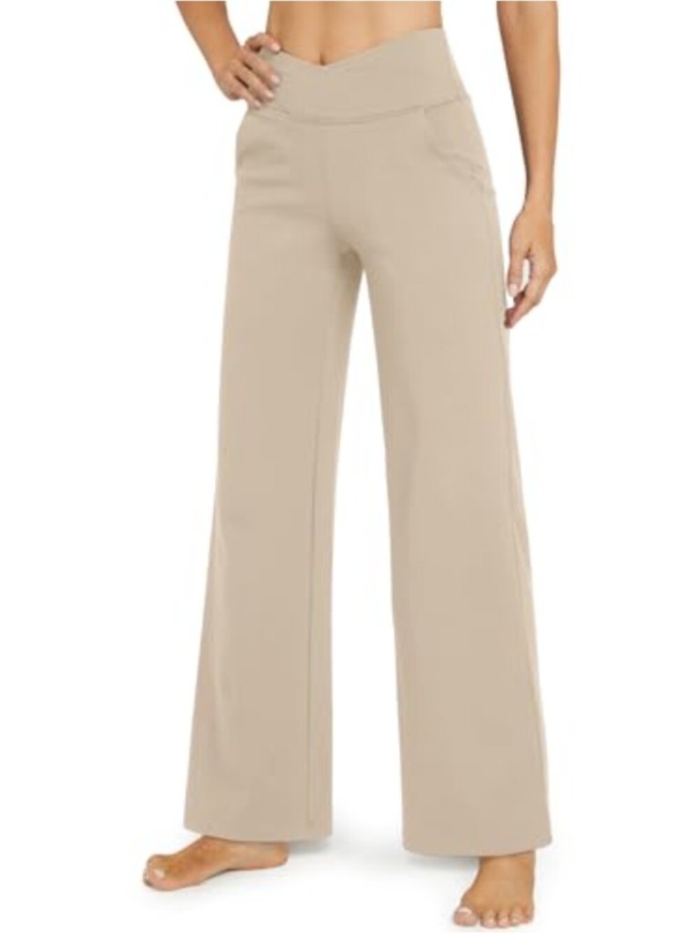 Wide Leg Yoga Pants with Pockets High Rise 4-Way Stretch
